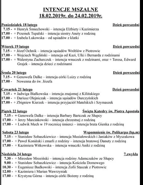 Intencje mszalne